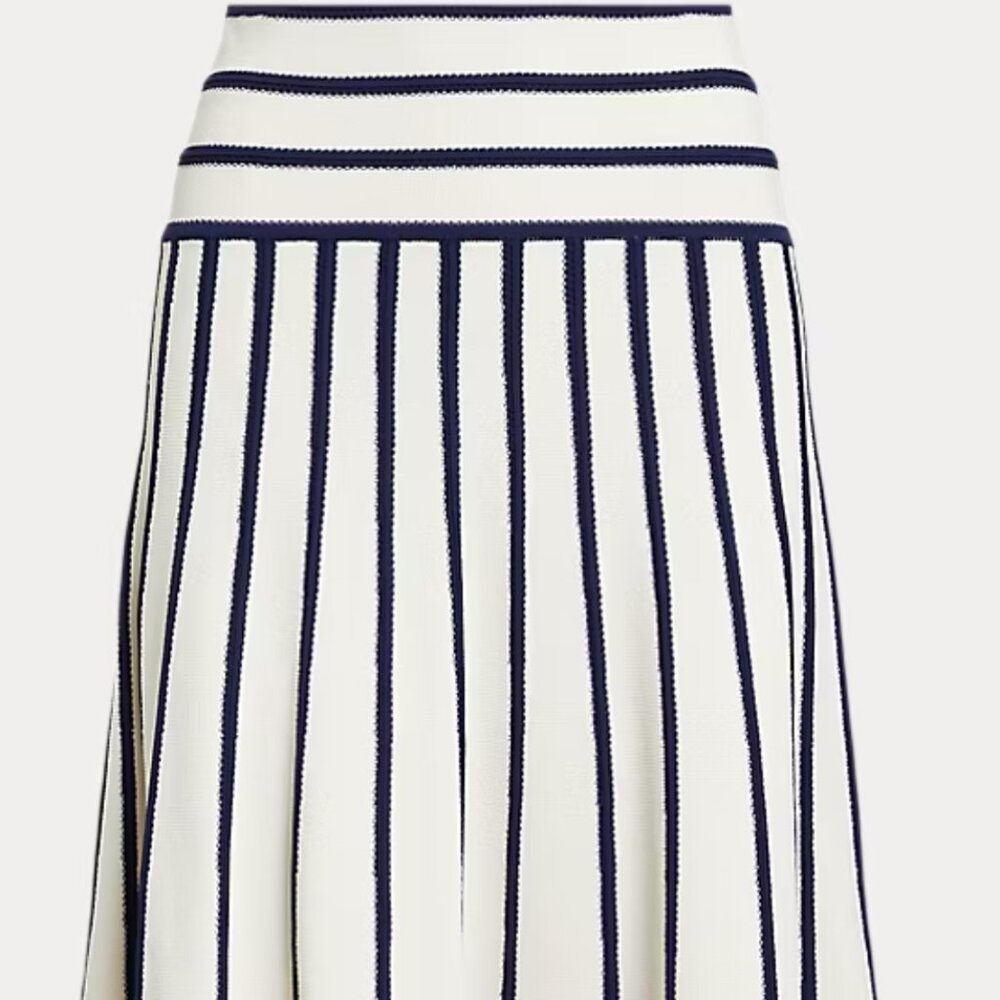 Ralph Lauren White and Navy Striped Skirt - Picture 2 of 11